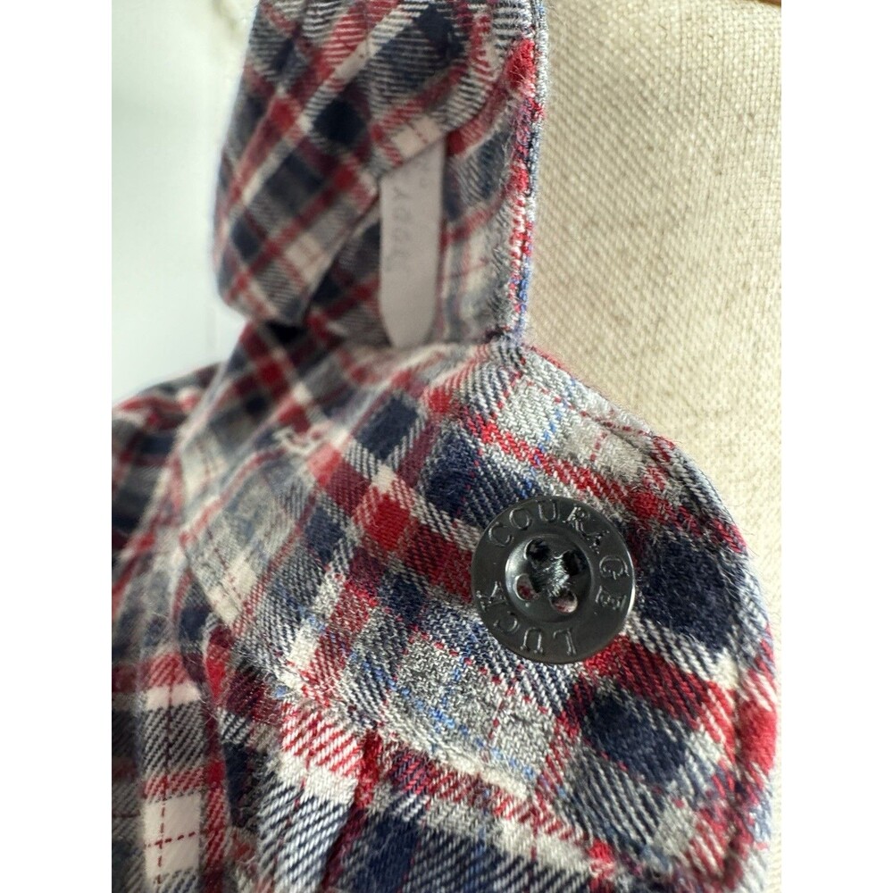 Teddy Stratford Shirt Mens Size 2 Red Blue Gray Check Zipfit Button Down - Picture 6 of 8